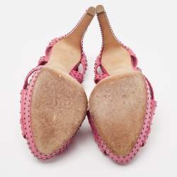 Pre Owned Dior Pink Studded Leather Platform Strappy Sandals Size 40