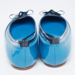 Pre Owned Dior Two Tone Patent Leather Bow Ballet Flats Size 40