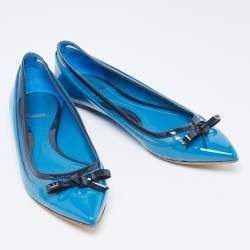 Pre Owned Dior Two Tone Patent Leather Bow Ballet Flats Size 40