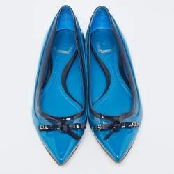 Pre Owned Dior Two Tone Patent Leather Bow Ballet Flats Size 40