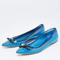 Pre Owned Dior Two Tone Patent Leather Bow Ballet Flats Size 40