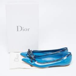Pre Owned Dior Two Tone Patent Leather Bow Ballet Flats Size 40