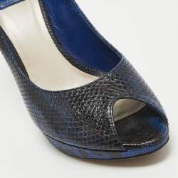 Dior Navy Blue/Black Sneak Embossed Miss Dior Pumps Size 39.5