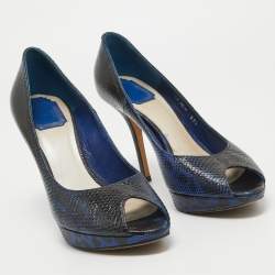 Dior Navy Blue/Black Sneak Embossed Miss Dior Pumps Size 39.5
