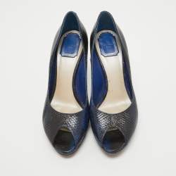 Dior Navy Blue/Black Sneak Embossed Miss Dior Pumps Size 39.5