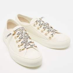 Dior Cream Canvas Walk'n'Dior Lace Up Sneakers Size 39