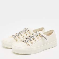 Dior Cream Canvas Walk'n'Dior Lace Up Sneakers Size 39