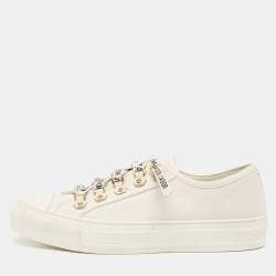 Dior Cream Canvas Walk'n'Dior Lace Up Sneakers Size 39