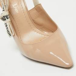 Pre Owned Dior Beige Patent Leather J'Adior Slingback Sandals Size 36