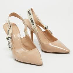 Pre Owned Dior Beige Patent Leather J'Adior Slingback Sandals Size 36