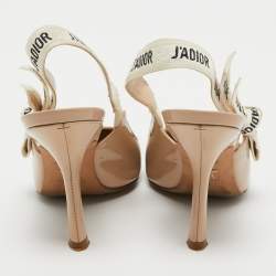 Pre Owned Dior Beige Patent Leather J'Adior Slingback Sandals Size 36
