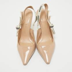 Pre Owned Dior Beige Patent Leather J'Adior Slingback Sandals Size 36