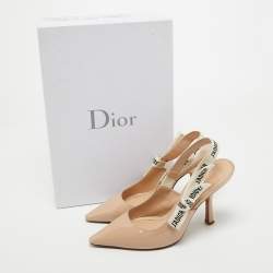 Pre Owned Dior Beige Patent Leather J'Adior Slingback Sandals Size 36