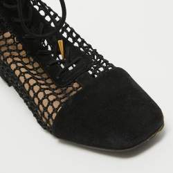Dior Black Mesh and Suede Naughtily D Ankle Boots Size 37.5