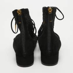 Dior Black Mesh and Suede Naughtily D Ankle Boots Size 37.5