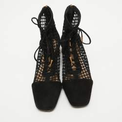 Dior Black Mesh and Suede Naughtily D Ankle Boots Size 37.5