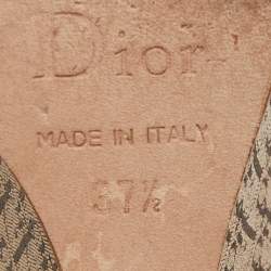 Dior Cream/Brown Oblique Canvas and Leather Wedge Sandals Size 37.5