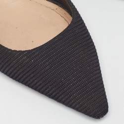 Dior Black Canvas J'Adior Slingback Flats Size 37