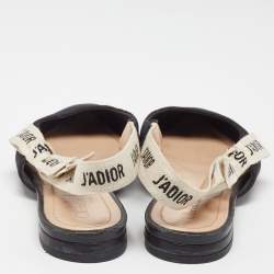 Dior Black Canvas J'Adior Slingback Flats Size 37