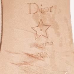 Dior Rose Gold Embroidered Logo Canvas Crystal Embellished Dway Slide Sandals Size 40.5