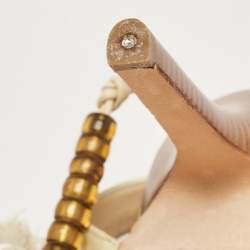 Pre Owned Dior Cream Leather Ankle Wrap Sandals Size 39