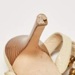 Pre Owned Dior Cream Leather Ankle Wrap Sandals Size 39