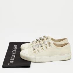 Dior White Canvas Walk'n'Dior Low Top Sneakers Size 39.5