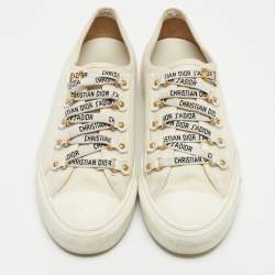 Dior White Canvas Walk'n'Dior Low Top Sneakers Size 39.5