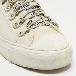 Dior White Canvas Walk'n'Dior Low Top Sneakers Size 39.5