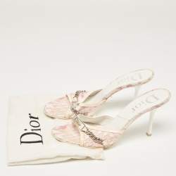 مملوكة مسبقًا Dior Tricolor Canvas and Patent Slide Sandals Size 39