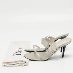 Dior Grey Satin Logo Slide Sandals Size 40