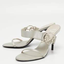 Dior Grey Satin Logo Slide Sandals Size 40