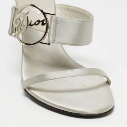 Dior Grey Satin Logo Slide Sandals Size 40