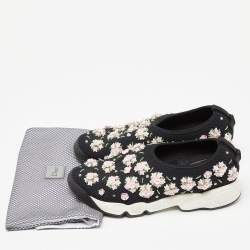 Dior Black/Pink Crystal Embellished Mesh Fusion Slip-On Sneakers Size 36