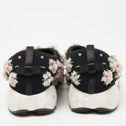 Dior Black/Pink Crystal Embellished Mesh Fusion Slip-On Sneakers Size 36