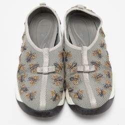 مملوكة مسبقًا Dior Grey Beads Embellished/ Embroidery Mesh Fusion Sneakers Size 36