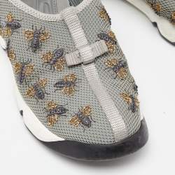 مملوكة مسبقًا Dior Grey Beads Embellished/ Embroidery Mesh Fusion Sneakers Size 36
