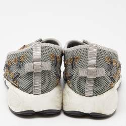 مملوكة مسبقًا Dior Grey Beads Embellished/ Embroidery Mesh Fusion Sneakers Size 36