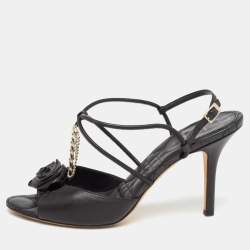 Dior Black Leather Ankle Strap Sandals Size 39.5 