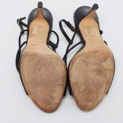 Dior Black Leather Ankle Strap Sandals Size 39.5 