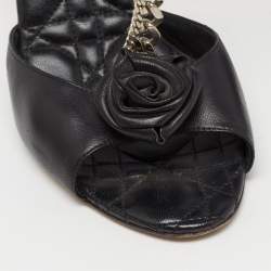 Dior Black Leather Ankle Strap Sandals Size 39.5 