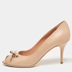 Dior Beige Leather Open Toe Pumps Size 41