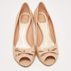 Dior Beige Leather Open Toe Pumps Size 41