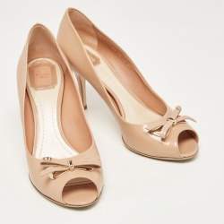 Dior Beige Leather Open Toe Pumps Size 41