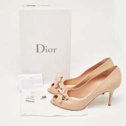 Dior Beige Leather Open Toe Pumps Size 41