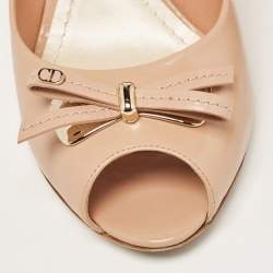 Dior Beige Leather Open Toe Pumps Size 41