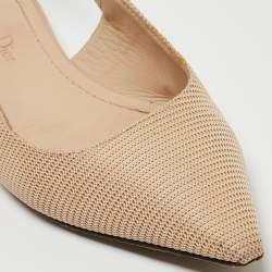 Dior Beige Technical Fabric J'Adior Ballerina Slingback Flats Size 36.5
