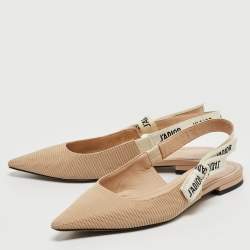 Dior Beige Technical Fabric J'Adior Ballerina Slingback Flats Size 36.5