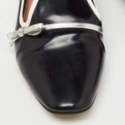 Dior Black/Silver Patent and Leather Loafers Size 35 