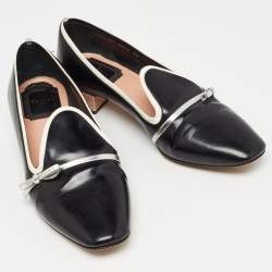 Dior Black/Silver Patent and Leather Loafers Size 35 